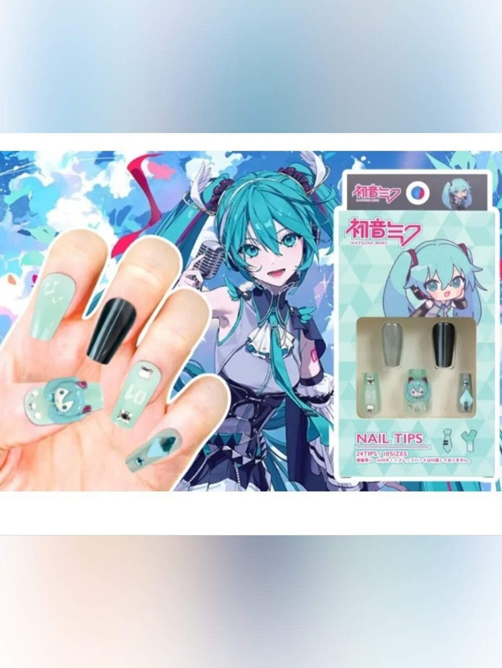 Hatsune Miku Press On Nails Official Japan Kawaii Vocaloid Nail Tips